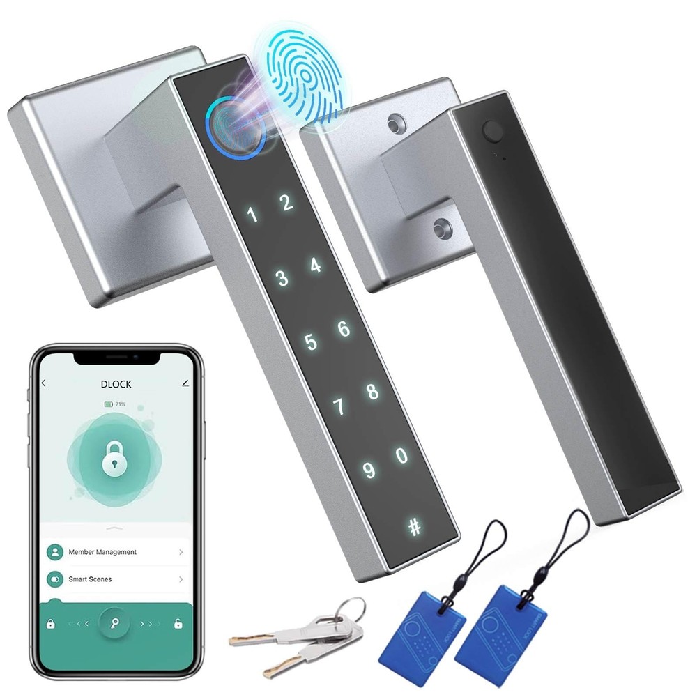 Smart Bluetooth Fingerprint Door Lock with Keyless Entry and Handle