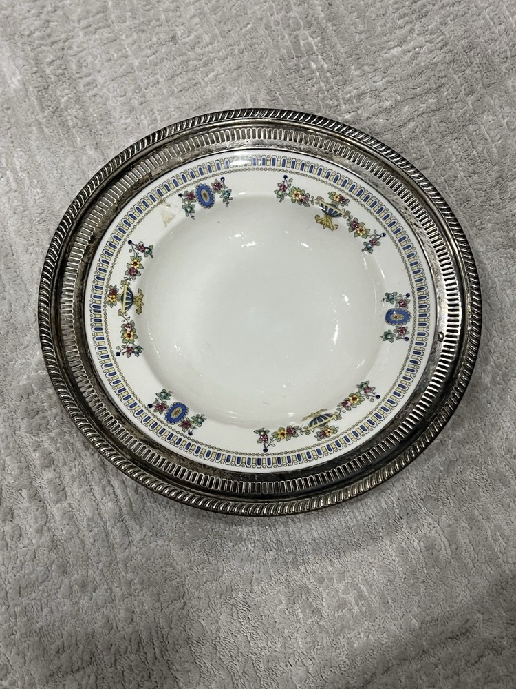 Lenox China Vintage The COLONIAL Display Cabinet Bowl Sterling Silver Rim Frame