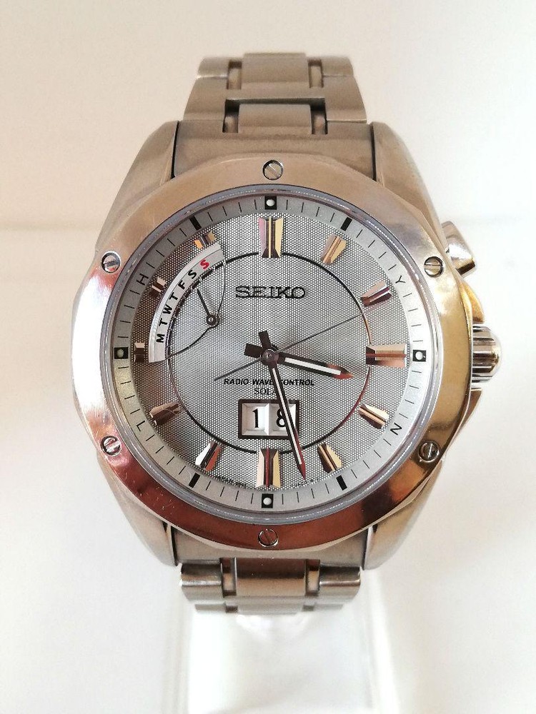 Radio Solar Rare SEIKO Seiko Brights Titanium Big Calendar Japan
