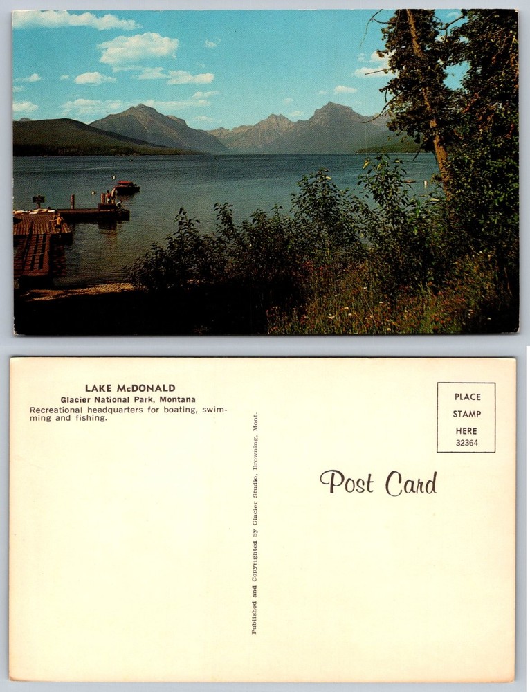 Lake McDonald Glacier National Park Montana Vintage Chrome Postcard