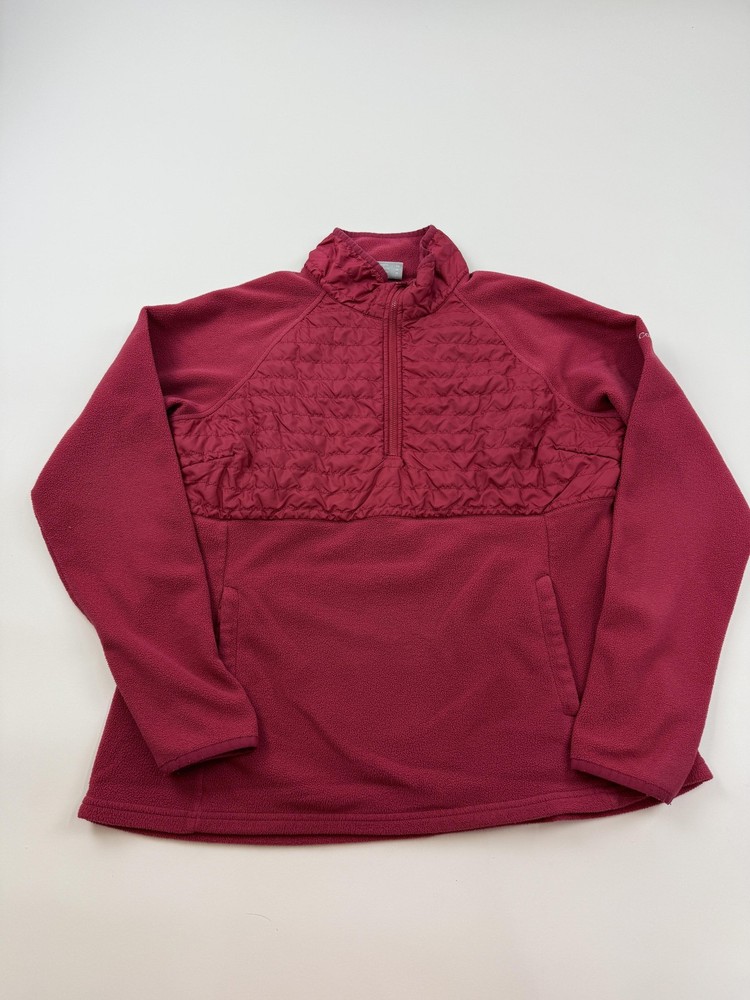 Columbia Jacket Womens XL Pink Fleece 1/4 Zip Quilted Insulated Pullover Outdoor