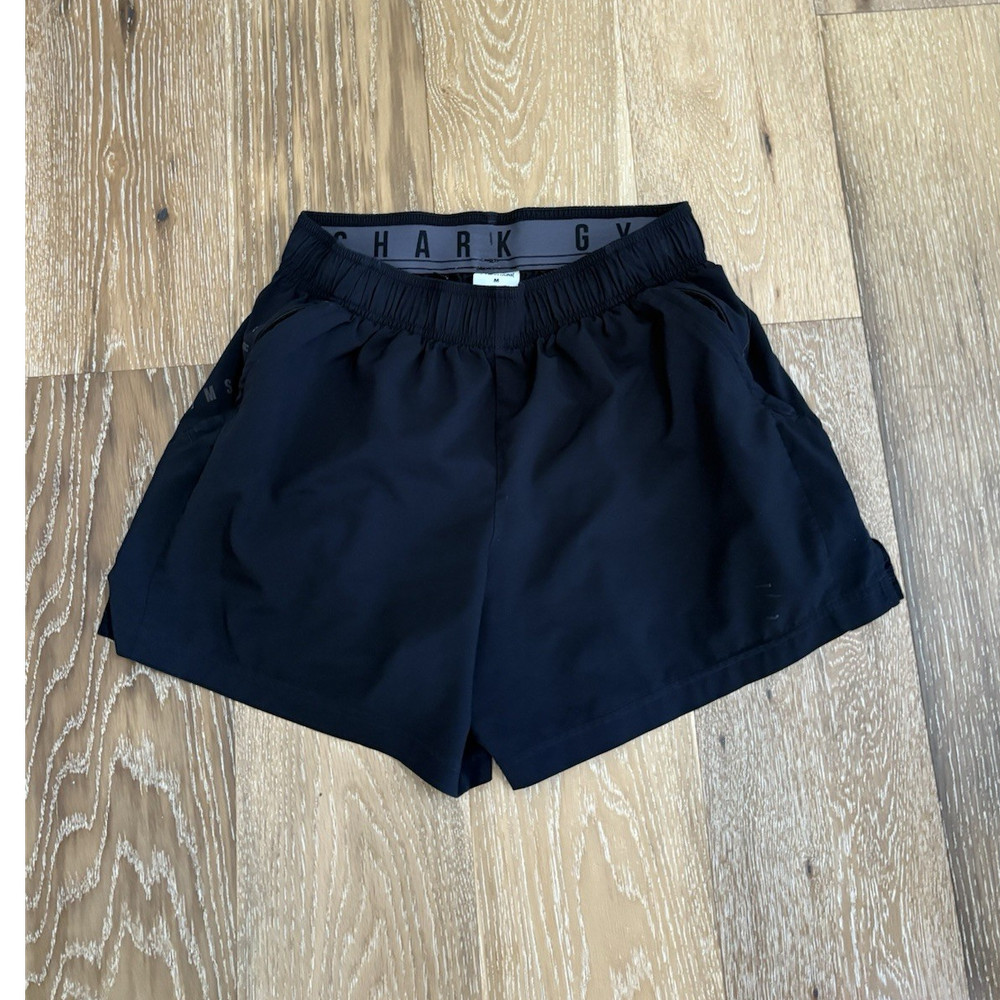 Gymshark Men's Black Athletic Knit Shorts M Elastic Waist Drawstring Gym
