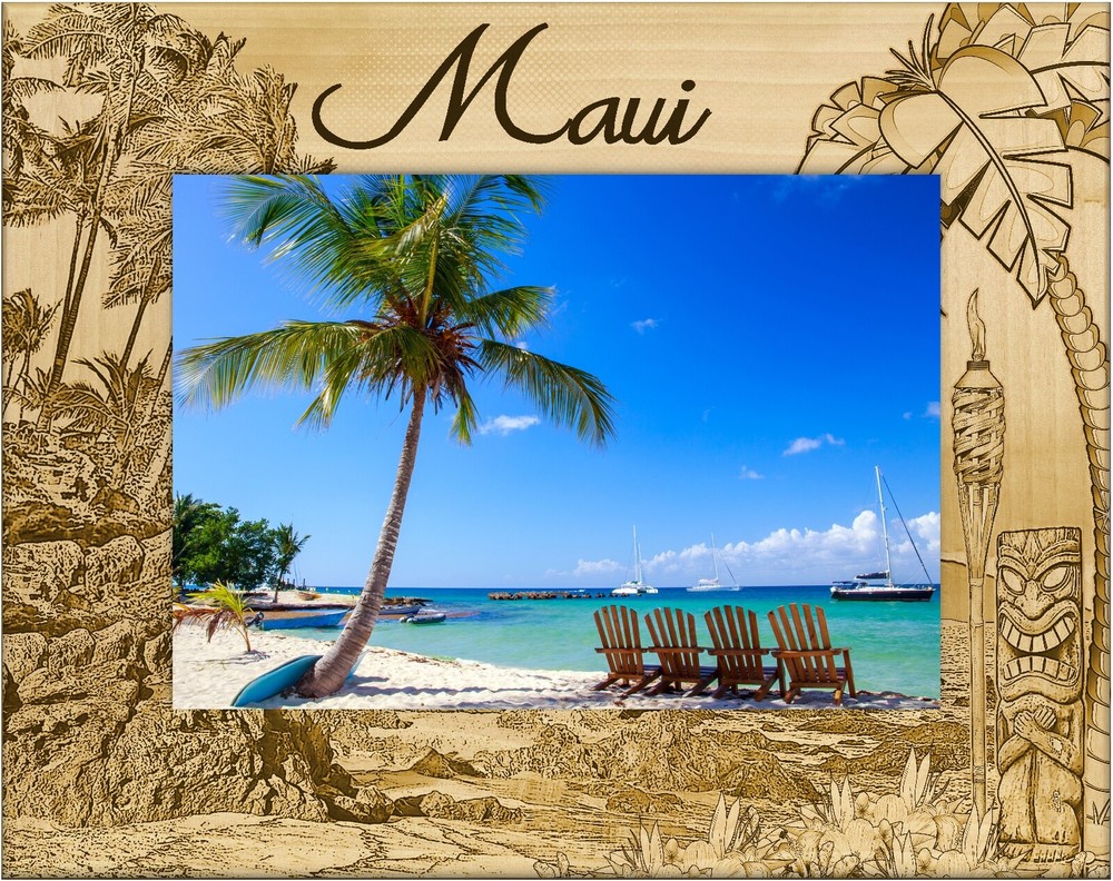 Maui Hawaii Laser Engraved Wood Picture Frame Landscape (4 x 6)