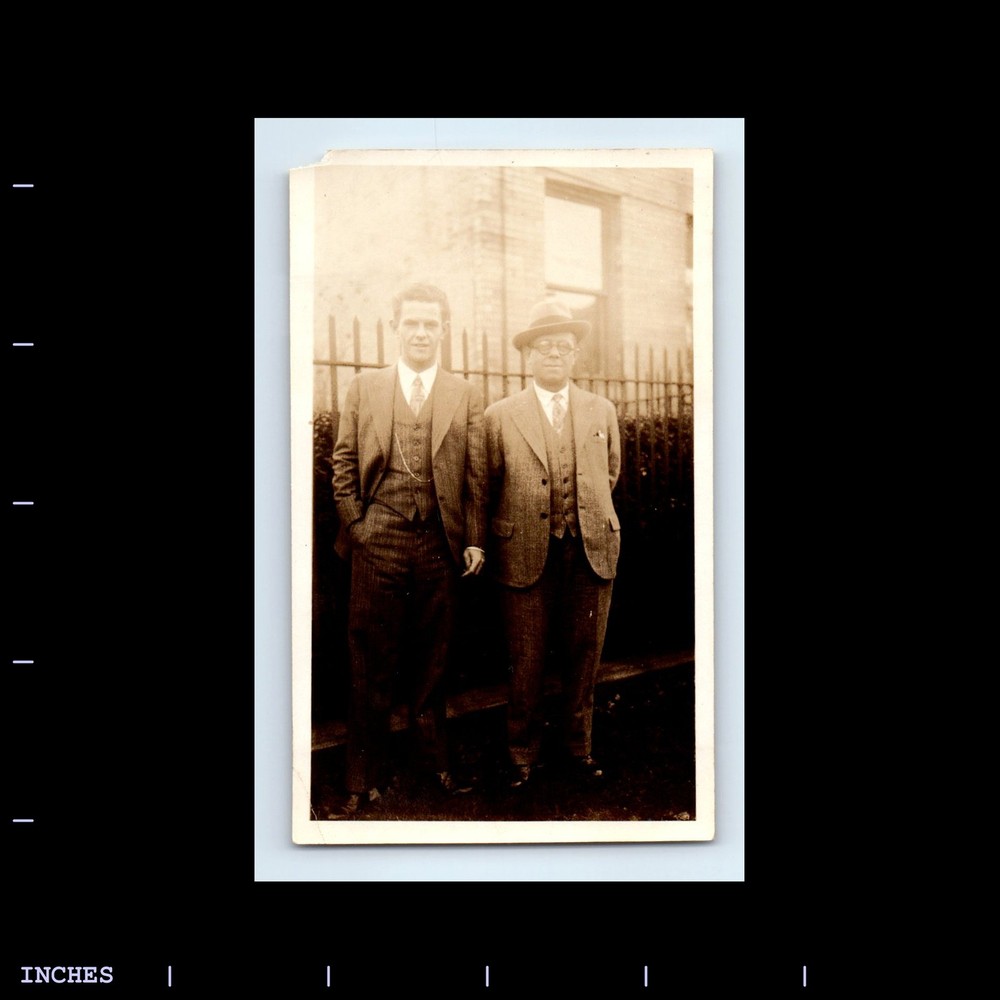 Old Vintage Photo MEN STANDING OUTSIDE BUILDING