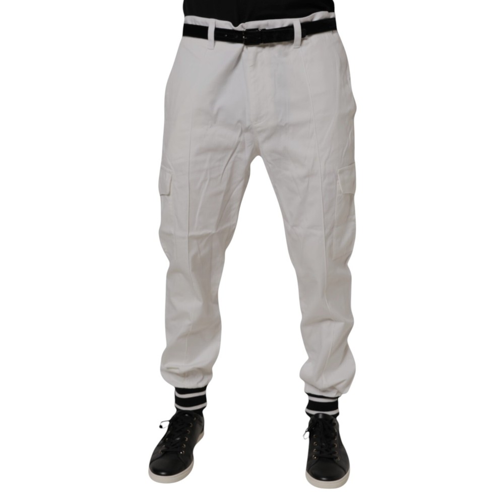 DOLCE & GABBANA Pants White Cotton Jogger Cargo Skinny Men IT56/W42/XXL 900usd