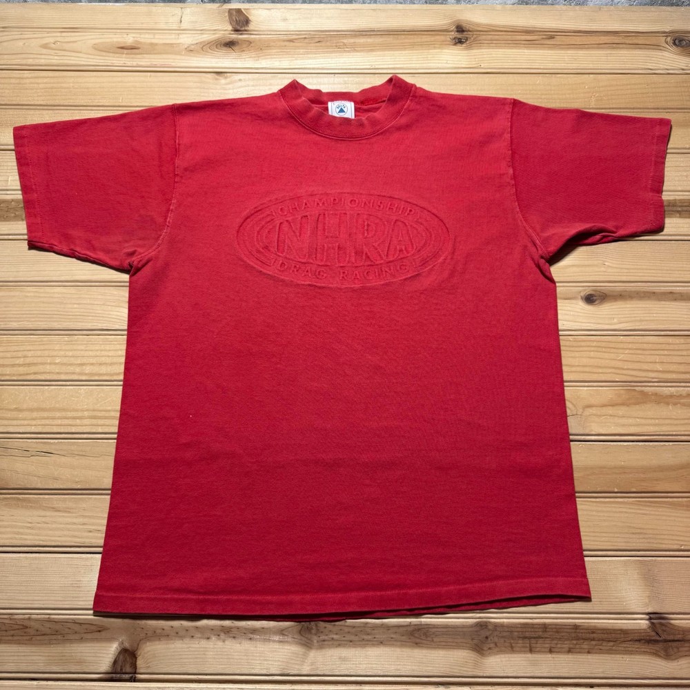 Vintage 90s NHRA Drag Racing Championship Embossed Single Stitch T-Shirt Large