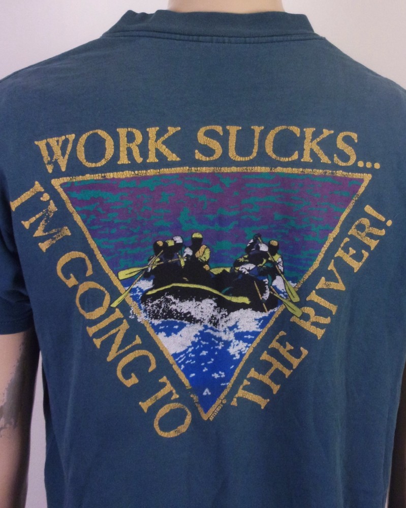 vintage 90s Fayetteville WV Whitewater Rafting T-Shirt USA single stitch L