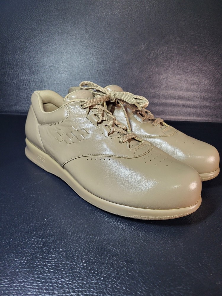 SAS Shoes Women's 10.5W Beige Free Time Leather Walking Comfort Lace Up Wide