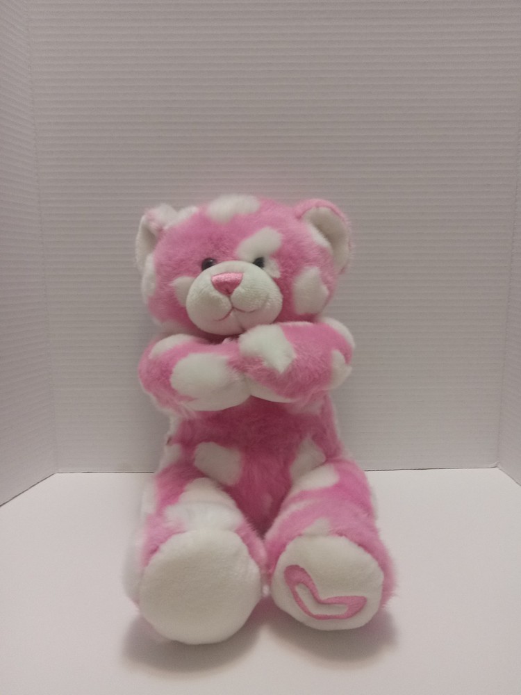 Build A Bear Pink White Hearts Teddy 16