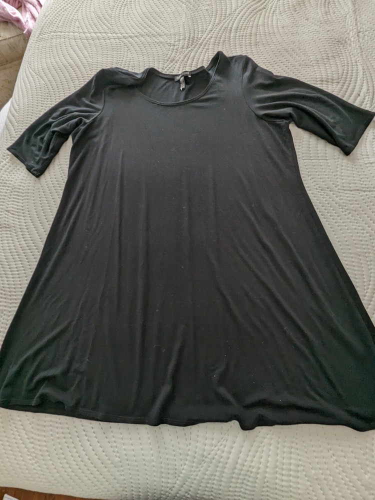 Eileen  Fisher Tunic Top Women's Size ExLge Black 1/2 Sleeve Soft Jersey Knit