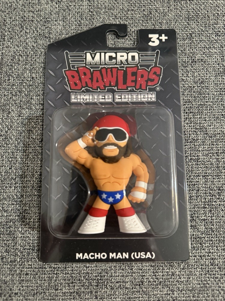Micro Brawlers Limited Edition Macho Man (USA) Figure In On Card WWF WCW