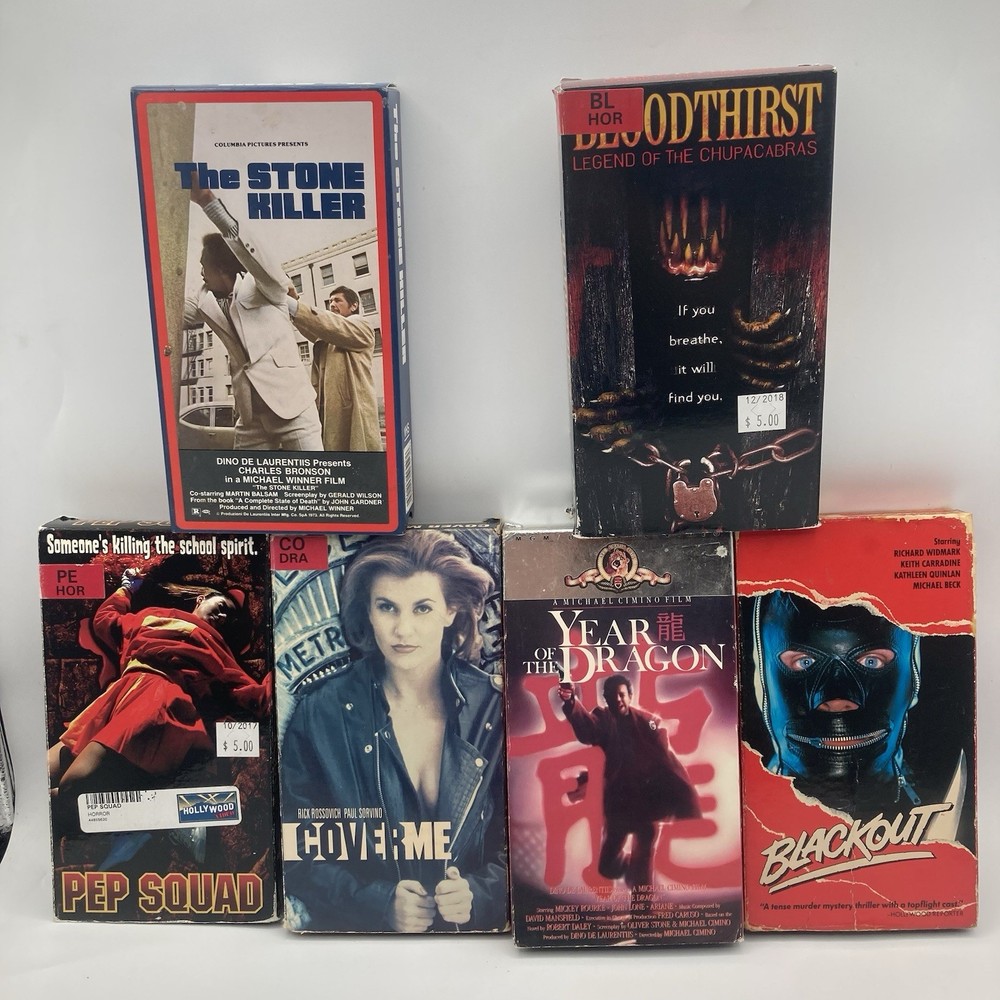 B Movie Horror Slasher & Action VHS Lot Blackout Cover Me Pep Squad Bloodthirst