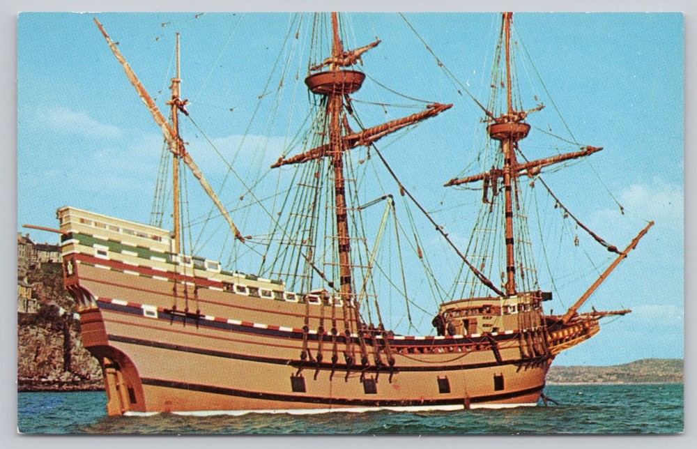 Mayflower II Replica Ship Plymouth Massachusetts Vintage Postcard