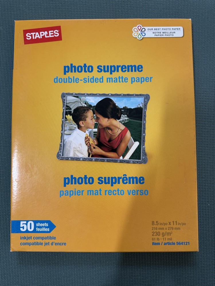 NEW Staples Photo Supreme Paper 8.5” x 11