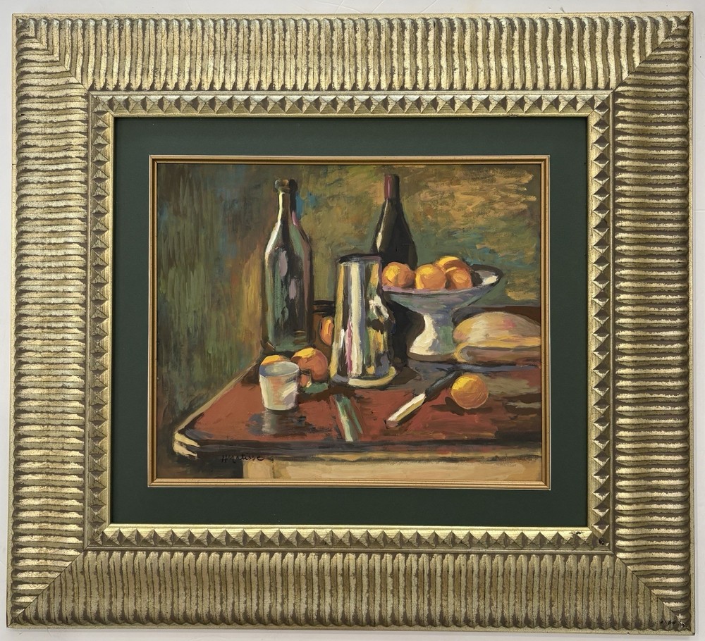 Henri Matisse 1890s-1950s Mixed media /Watercolor signed. in the style of.Framed