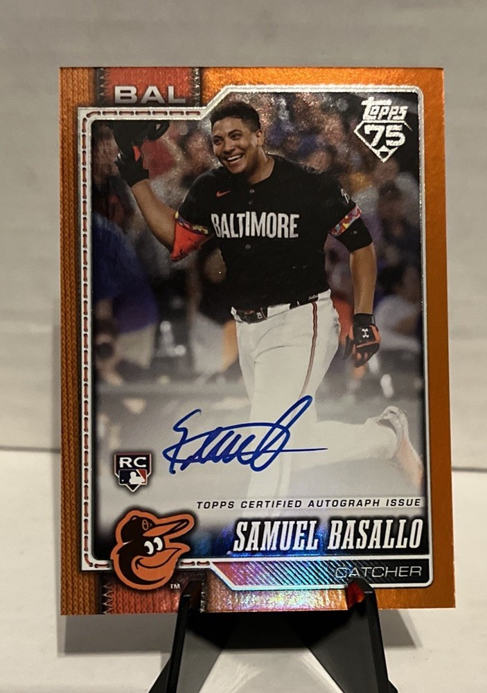 Samuel Basallo 2026 Topps Series 1 RC Orange Rainbow Foil /25 On Card Auto
