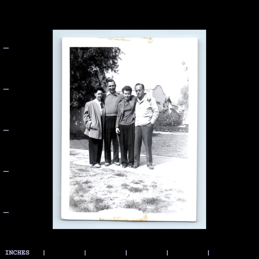 Old Vintage Photo AFFECTIONATE MEN WOMEN STANDING OUTSIDE
