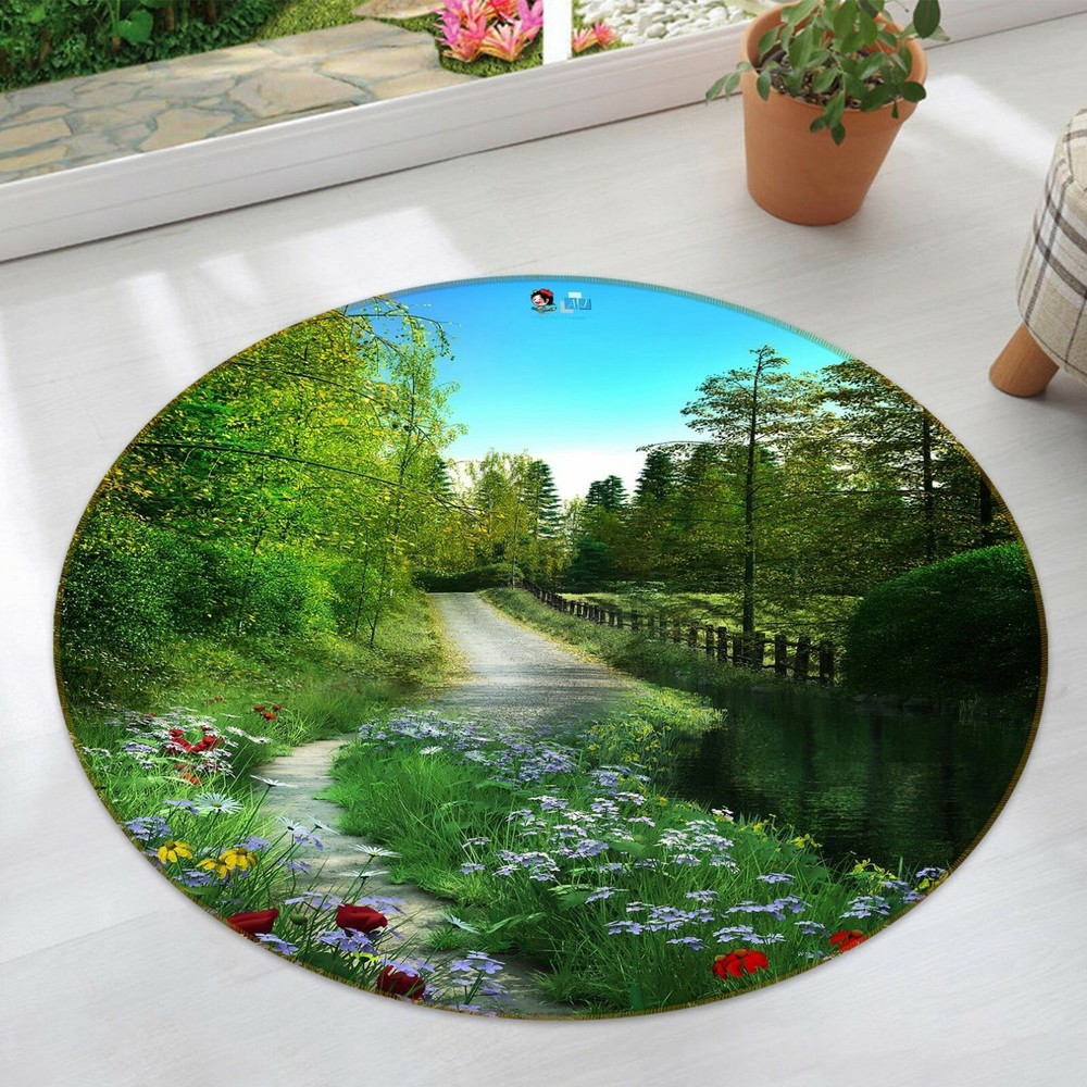 3D Road Flower Woods NAO3749 Game Rug Mat Elegant Photo Carpet Mat Fay
