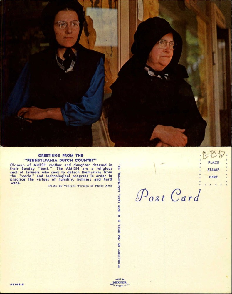 Amish mother daughter dressed in Sunday best Pennsylvania Dutch