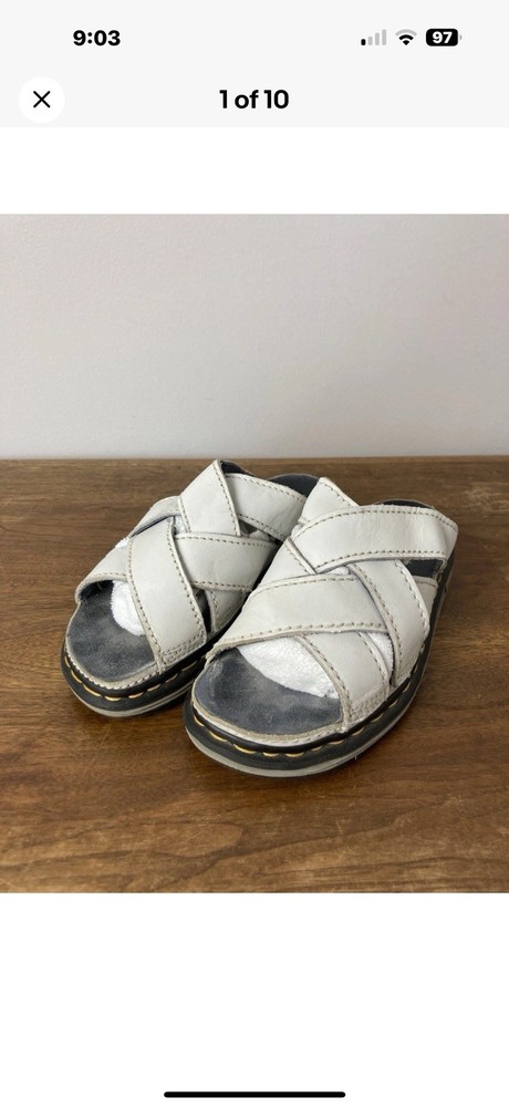 Dr. Martens Doc 9508 Women's Size 7 White Cross Straps Sandals Chunky Air Wair