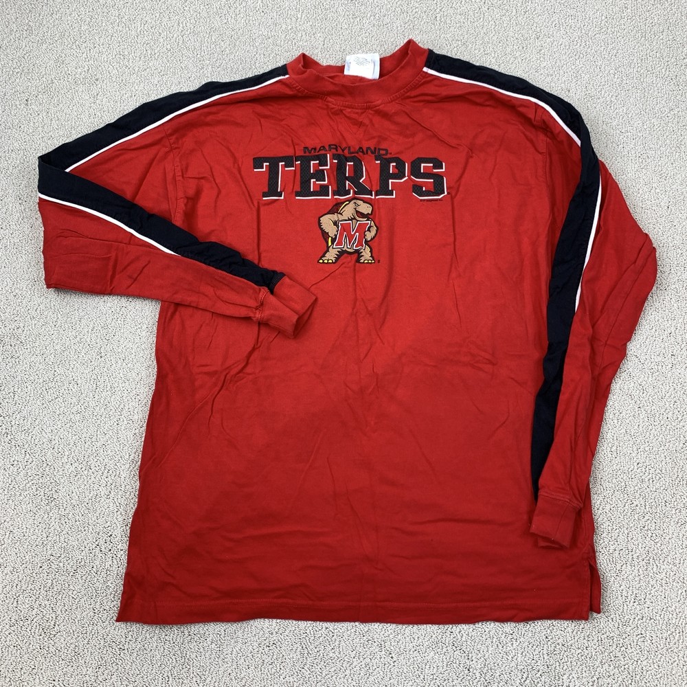 Vintage Maryland Terps Graphic T-Shirt Men's Large Red Long Sleeve Sport