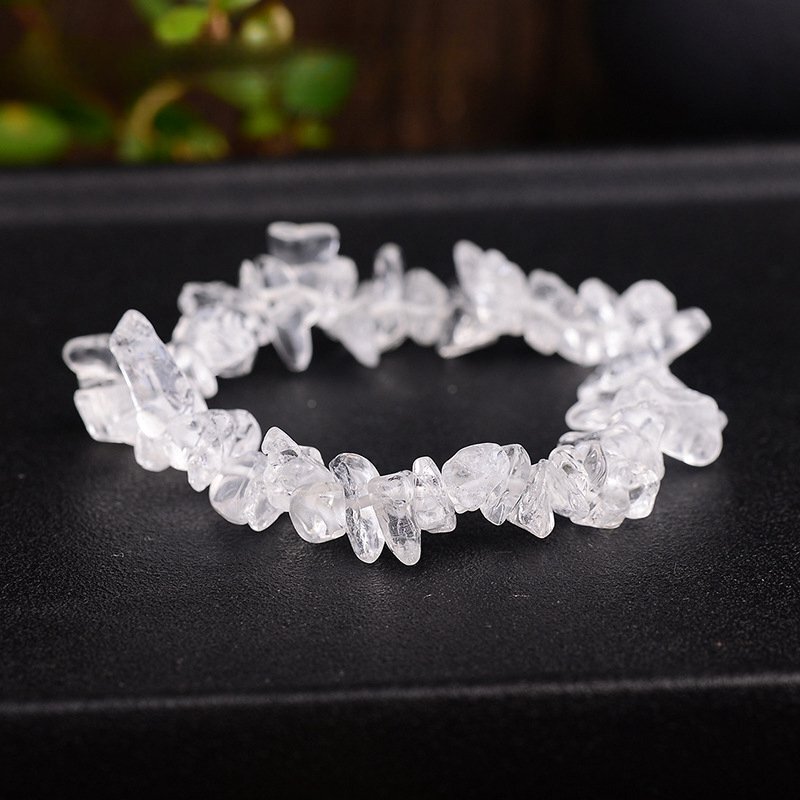Natural Clear Quartz Crystal Chip Gemstone Bead Stretchy Bracelet Bangle Healing