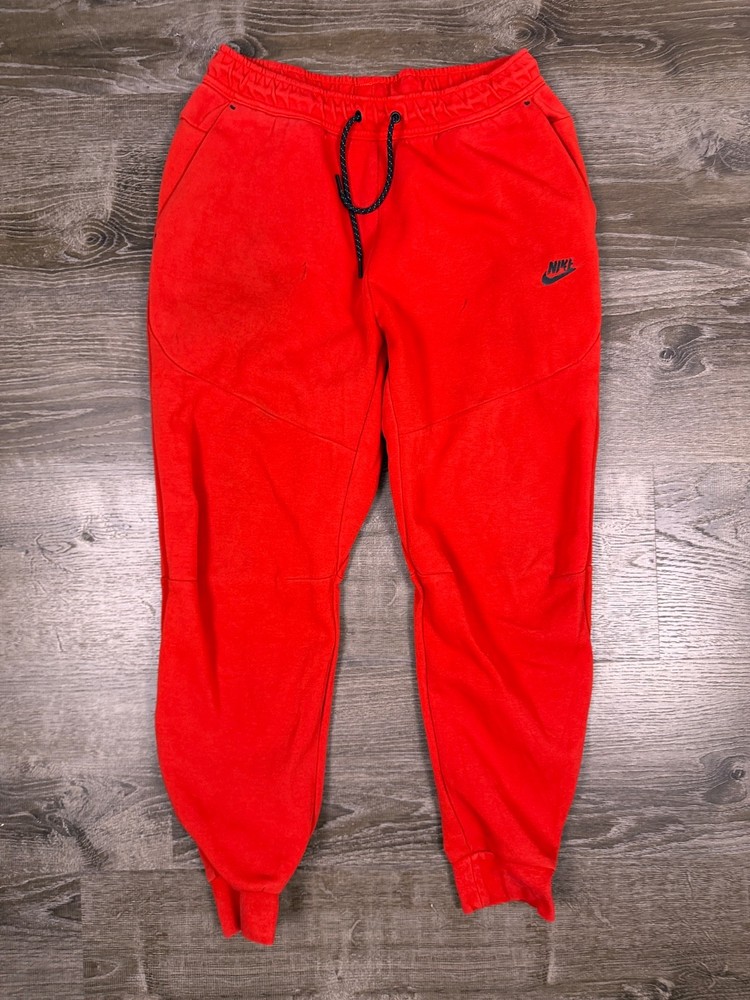 Nike Tech Fleece Joggers Pants Mens L Red Sweatpants Zip Pocket CU4495-657 Read!