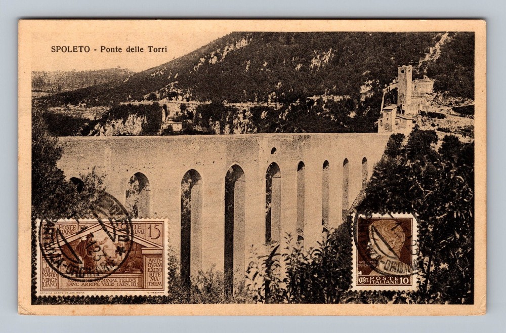 Italy- Spoleto Bridge Of Towers Standard Souvenir Postal Old Vintage Postcard