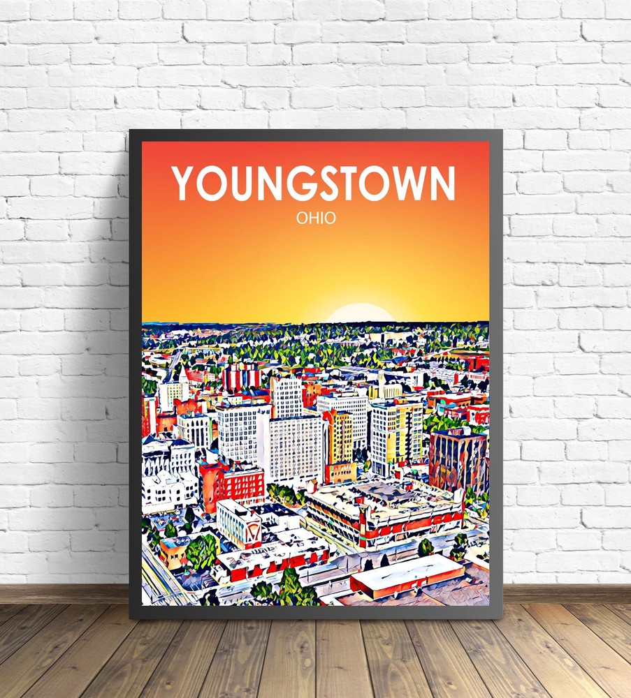 Youngstown Ohio Art Poster City Sunset Landscape Poster Print Ohio City Wall