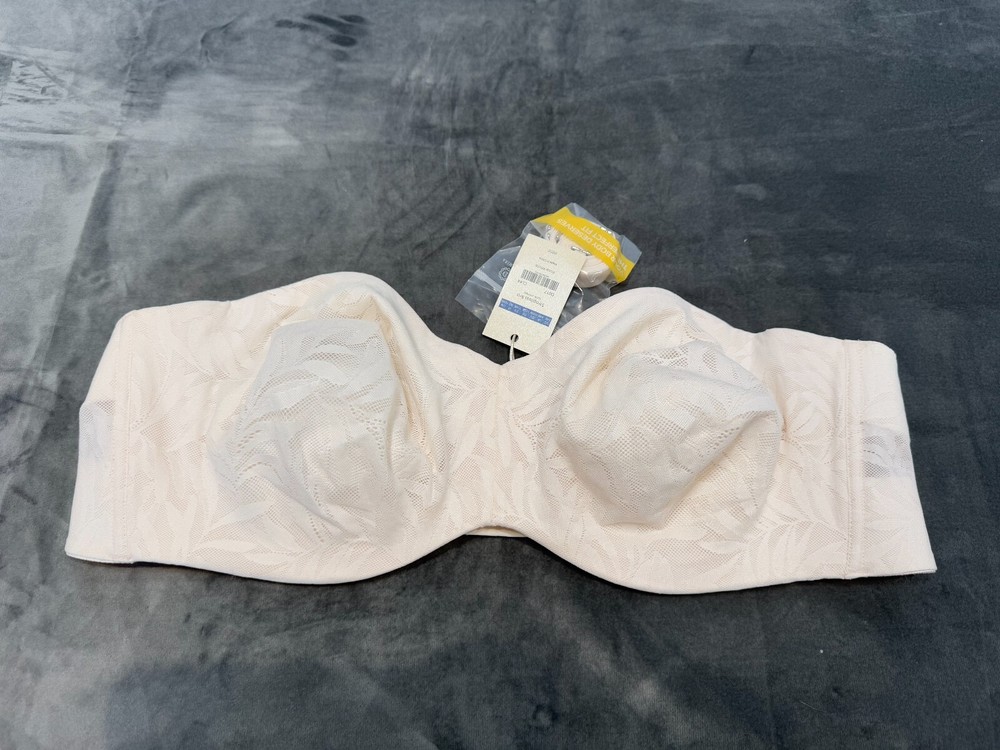 Aisilin Bra Underwired Lined Lace Detail Seamless Strapless Bra Size 44B Pink