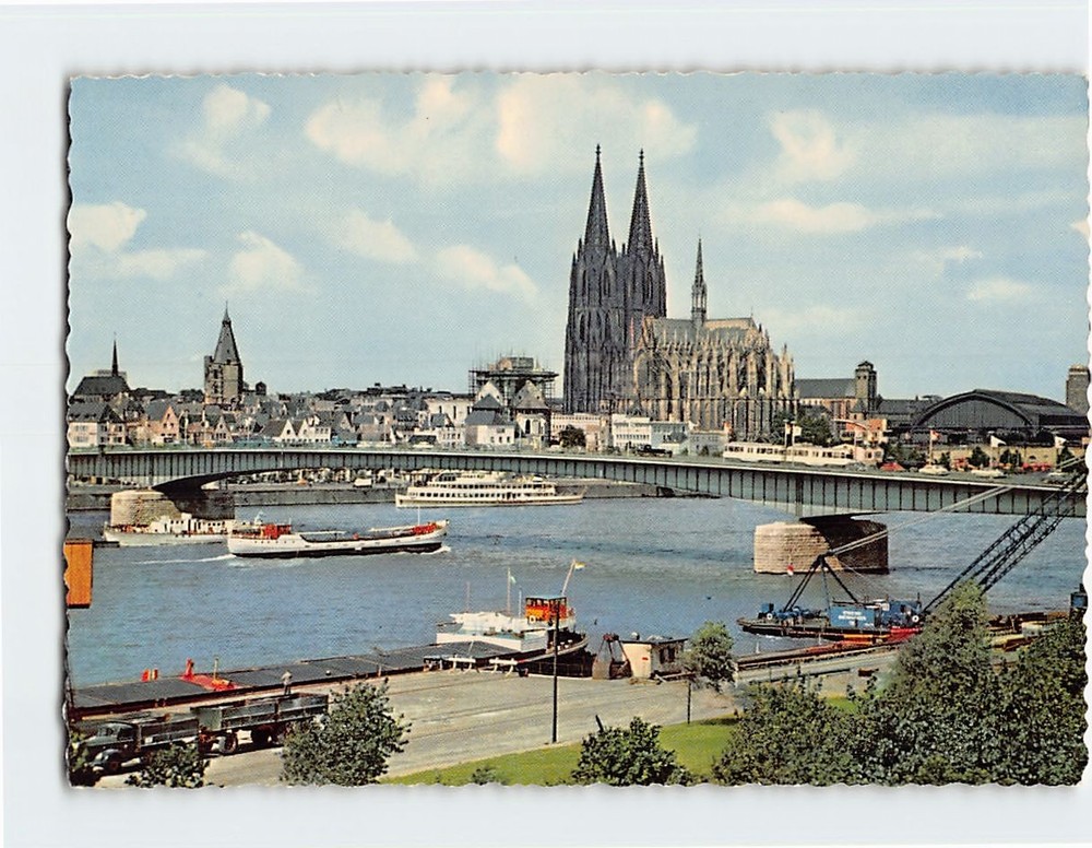 Postcard The Cologne Cathedral and Rhine River Cologne Germany
