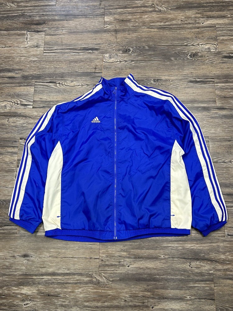 Vintage Adidas Team Winbreaker Jacket Mens XL Blue Full Zip Hip Hop Skater Y2K