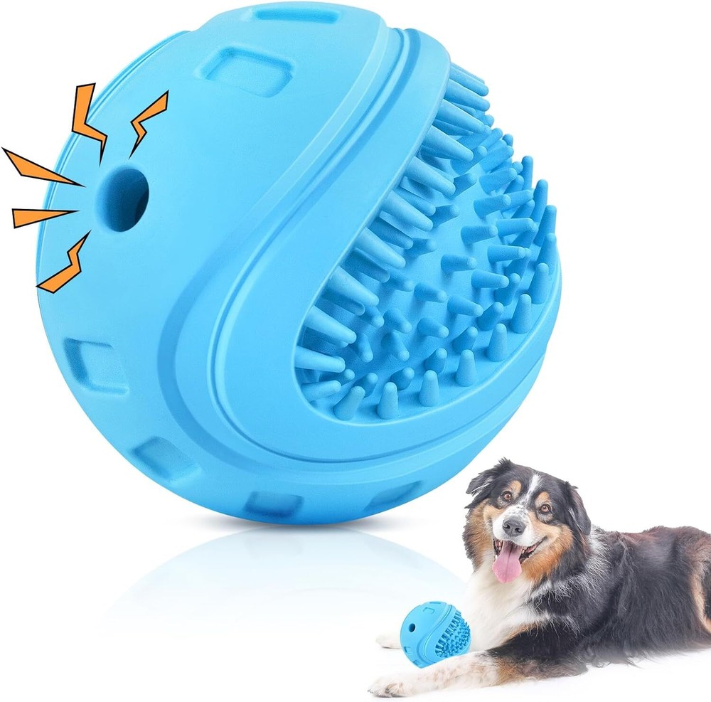 Indestructible Squeaky Dog Balls Dog Toys for Aggressive Chewers Large Medium Br