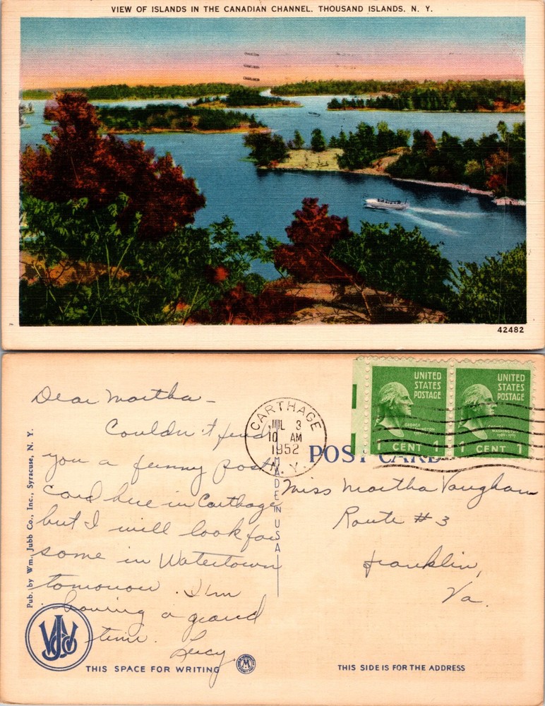 Islands Canadian Channel Thousand Islands New York NY Postcard