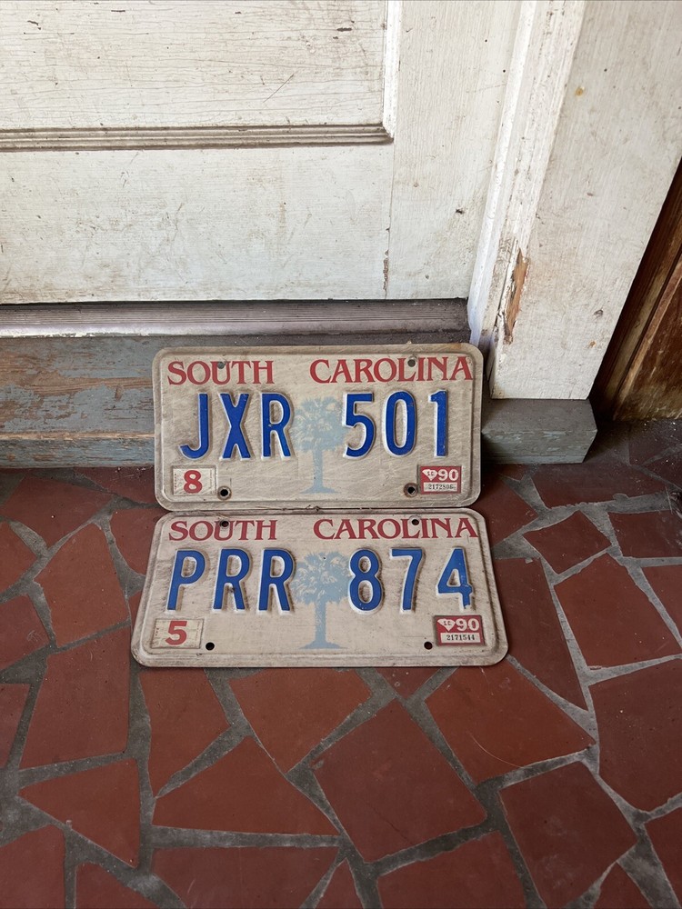 Set Of Vintage 1990 Sc License Plates