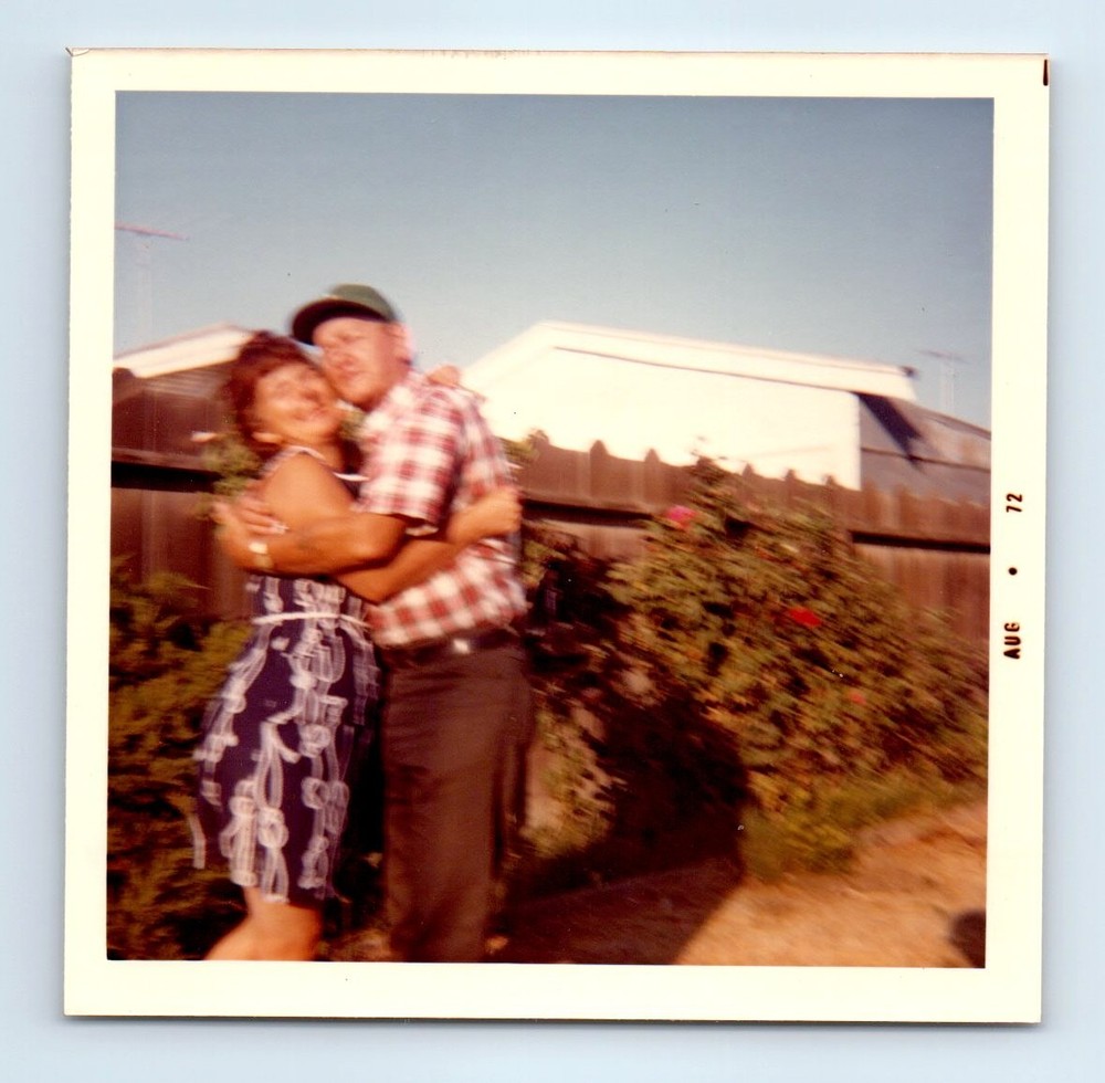 Old Vintage Square Color Photo SOFT FOCUS BLURRY AFFECTIONATE MAN WOMAN