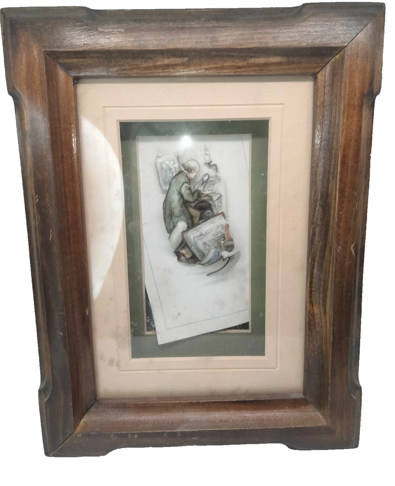 Vintage 3D Decoupage Shadow Box Art Framed Handcrafted Paper Tole Wood Wall Deco