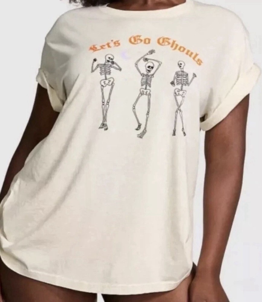 NWT Victorias Secret PINK Tee Shirt Halloween ''Let’s Go Ghouls