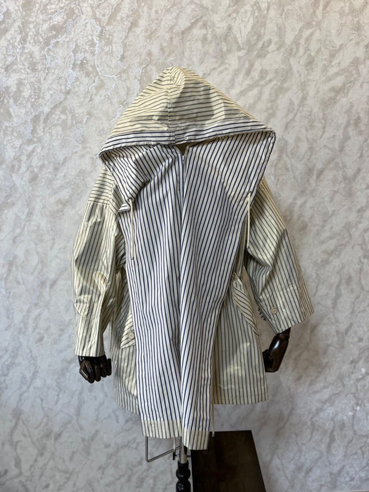 Rare ISSEY MIYAKE Windcoat Stripled Hooded Jacket Vintage Archive Japan Runaway