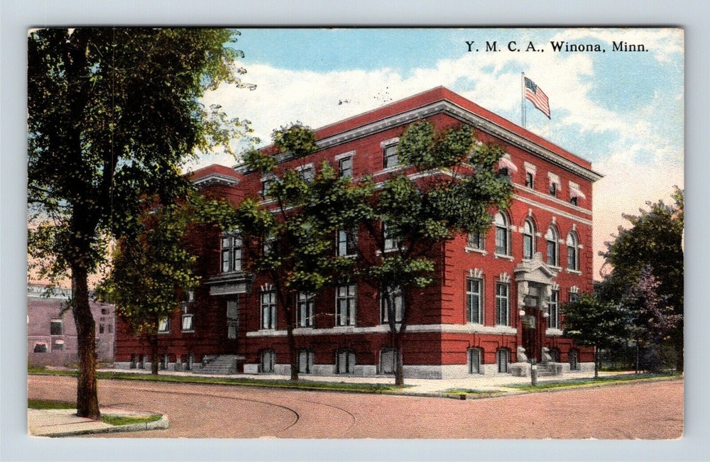 Winona MN, Y.M.C.A. Building, Street View, Minnesota Vintage Postcard