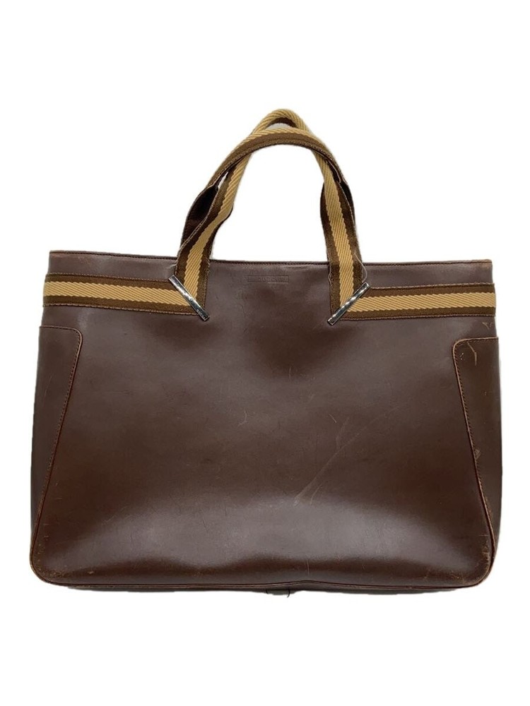 GUCCI Leather Tote Bag in Brown from Japan Solid Color