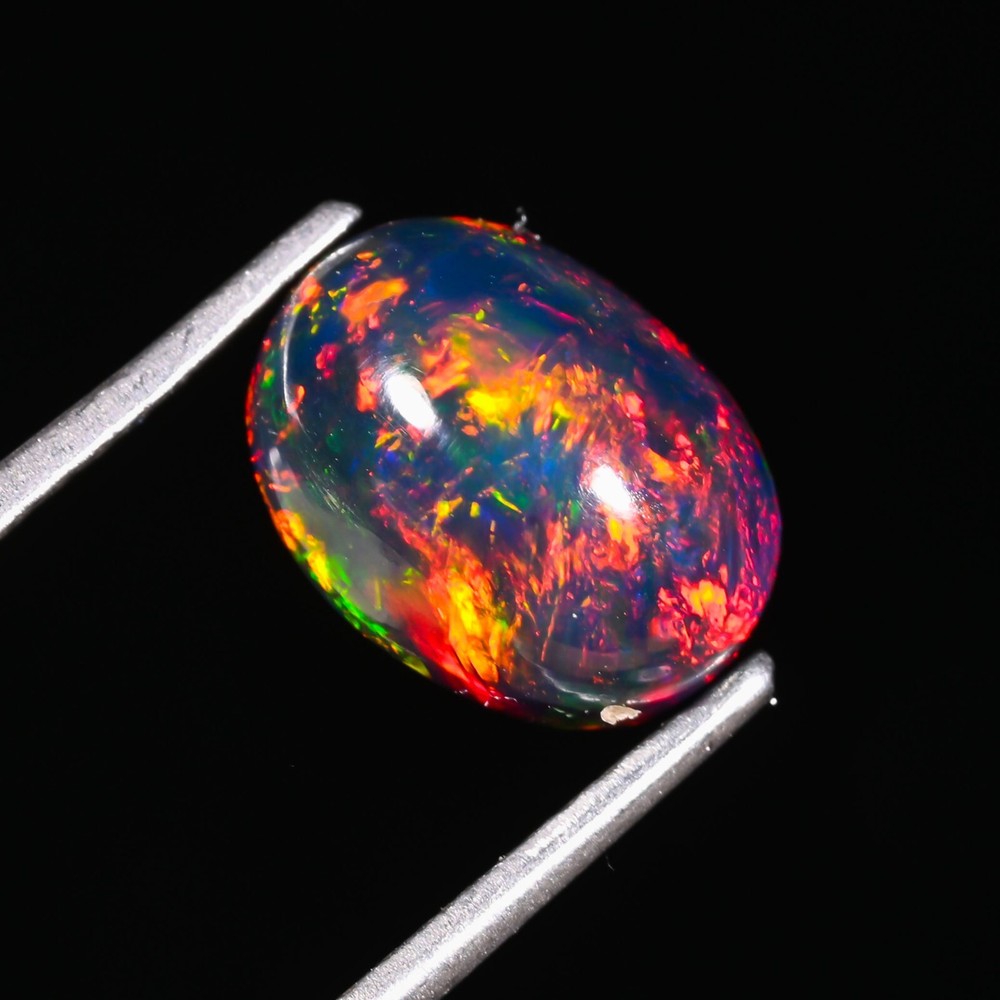 Natural Ethiopian Fire Opal Black Cabochon Jewelry M-436