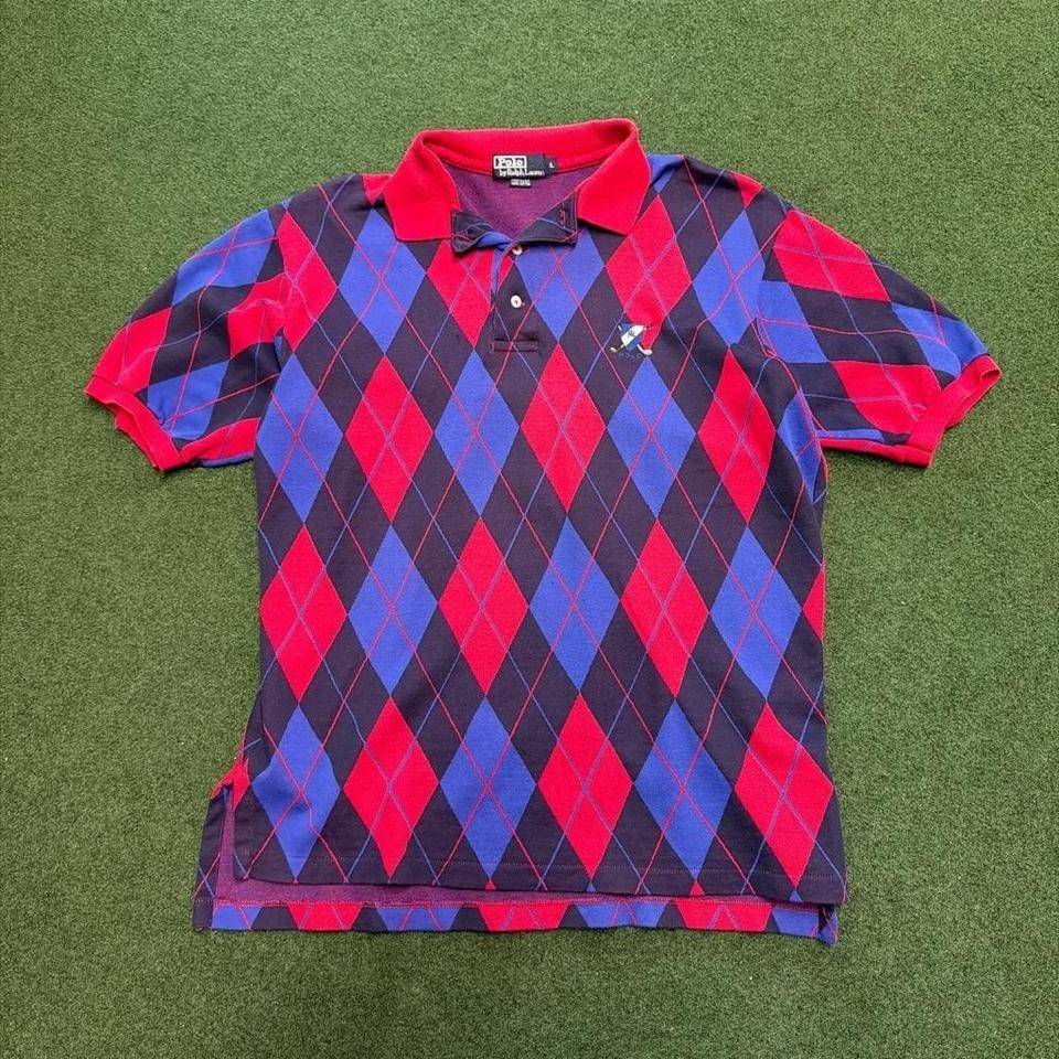 Vintage 90s polo Ralph Lauren argyle shirt embroidered golf logo polo shirt