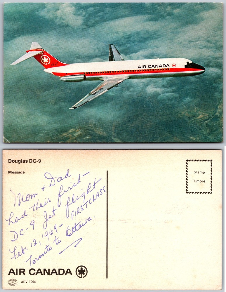Douglas DC9 Air Canada Postcard