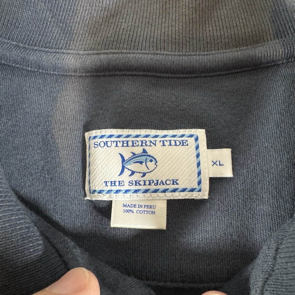 Southern Tide The Skipjack 100% Cotton 1/4 Zip Blue Pullover Mens XL Auburn