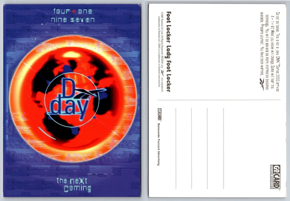 1997 Reebok DMX Series 2000 D-Day Foot Locker Advertising Postcard