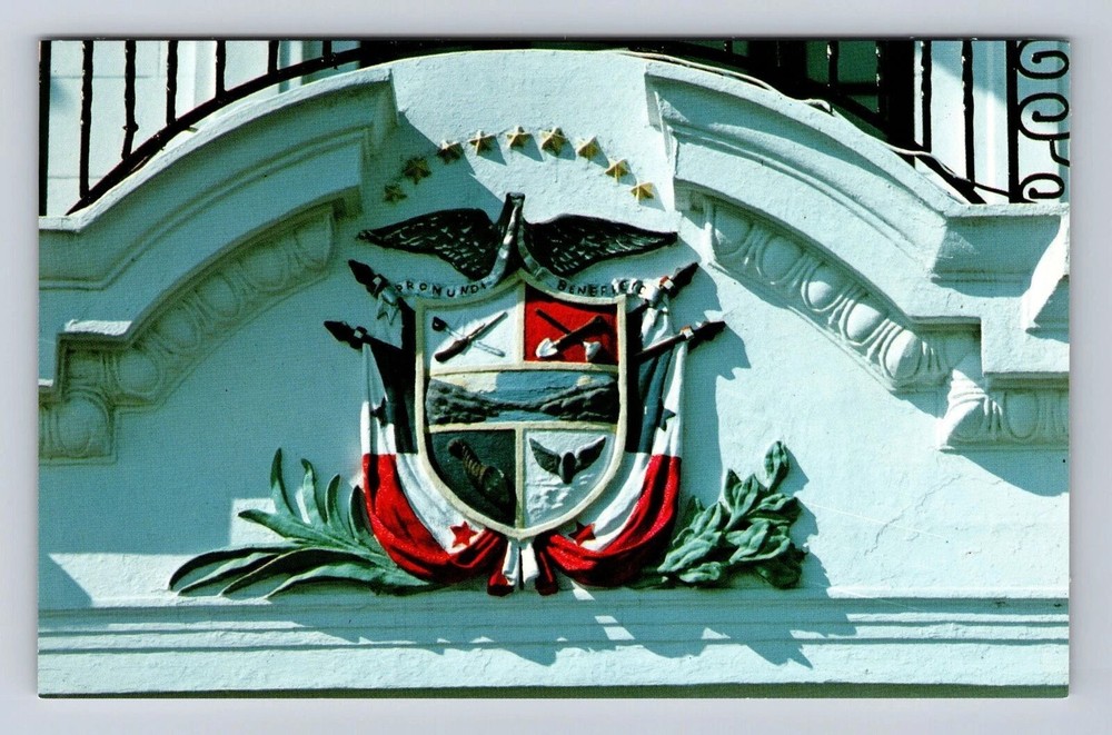 Panama, National Emblem over Entrance Presidential Palace, Vintage Postcard