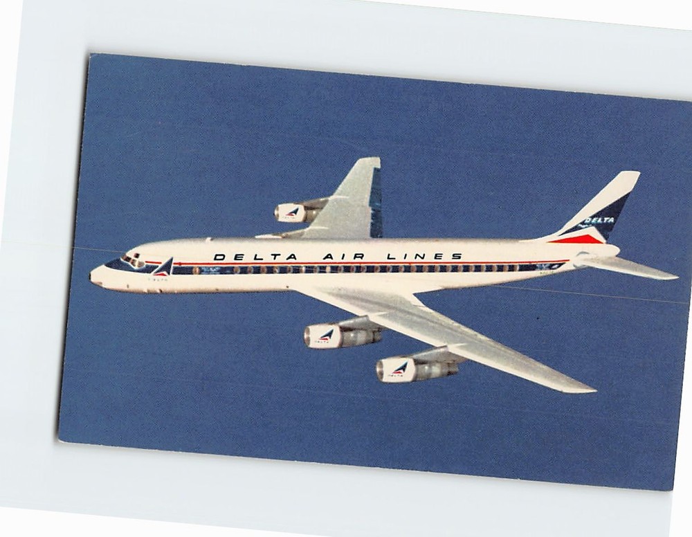 Postcard Douglas DC-8 Fanjet Delta Airlines