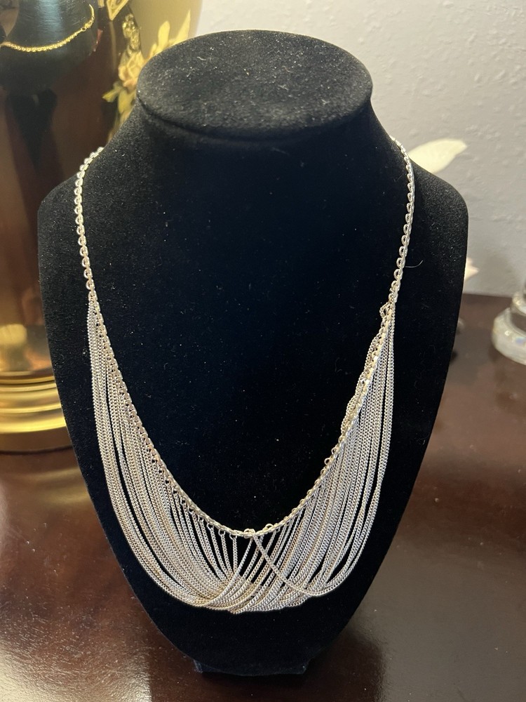 Vintage 925 Sterling Silver Art Deco Waterfall Necklace Never Worn Original Box