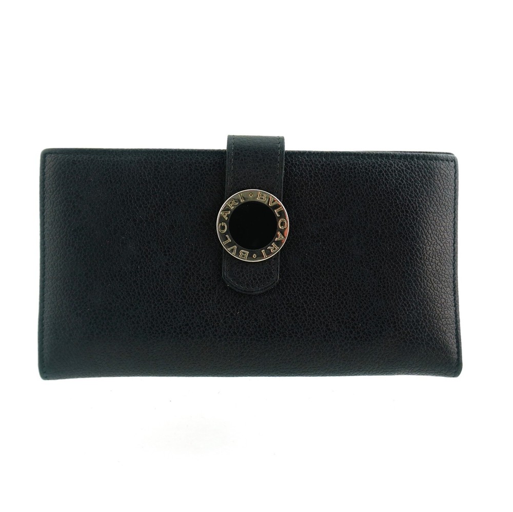 BULGARI BVLGARI B-Zero Black w/ Red Leather Long Checkbook Clutch Wallet Italy